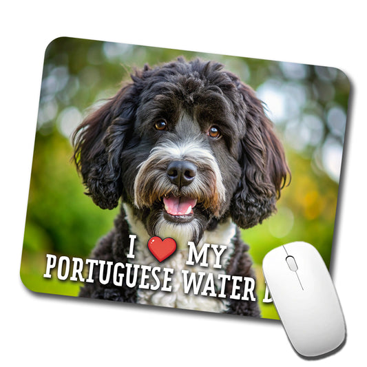 I Love My Portuguese Water Dog Heart Low Profile Mouse Pad Mat