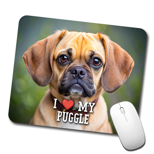 I Love My Puggle Dog Heart Low Profile Mouse Pad Mat