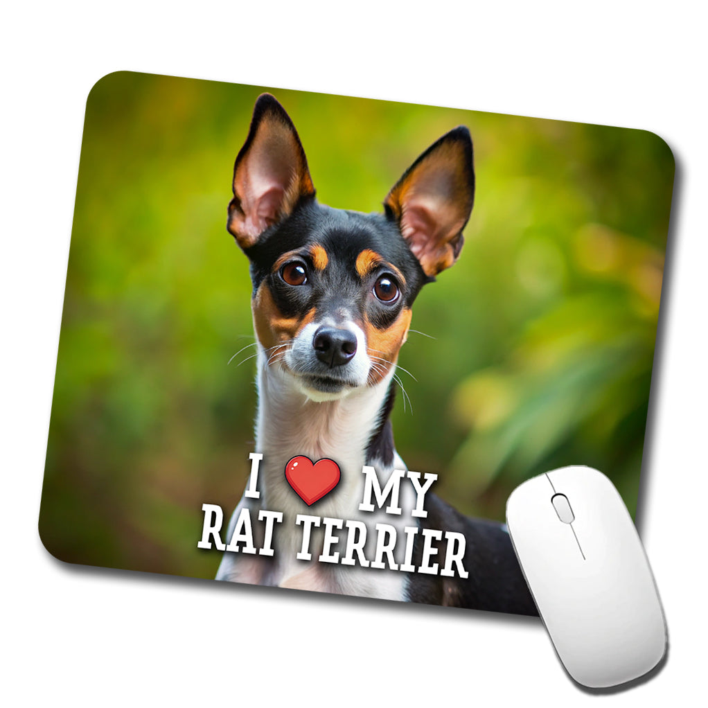 I Love My Rat Terrier Dog Heart Low Profile Mouse Pad Mat