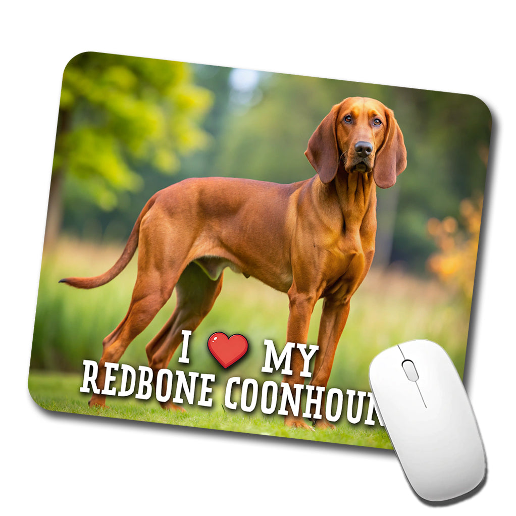 I Love My Redbone Coonhound Dog Heart Low Profile Mouse Pad Mat
