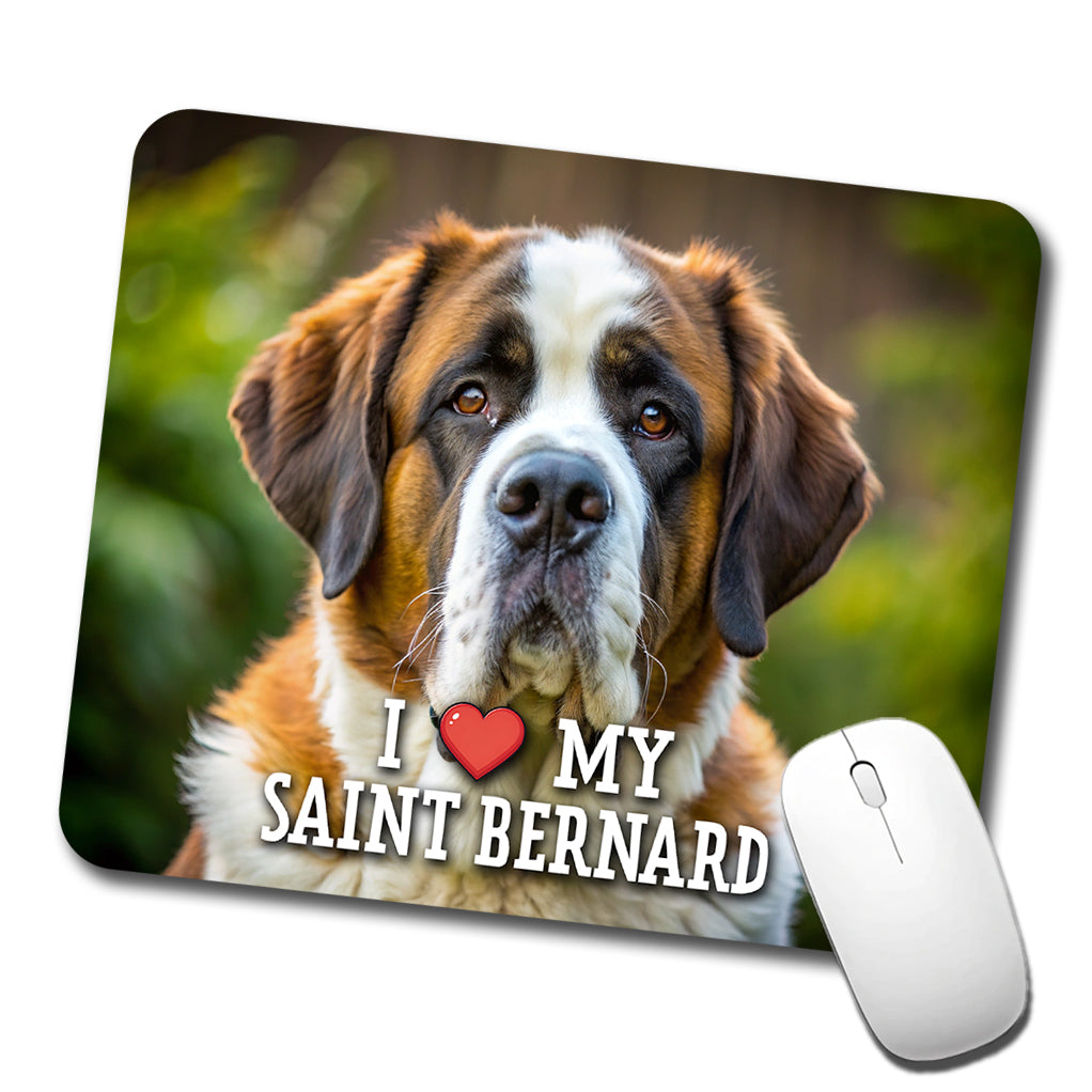 I Love My Saint Bernard Dog Heart Low Profile Mouse Pad Mat