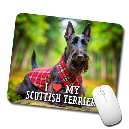 I Love My Scottish Terrier Dog Heart Low Profile Mouse Pad Mat