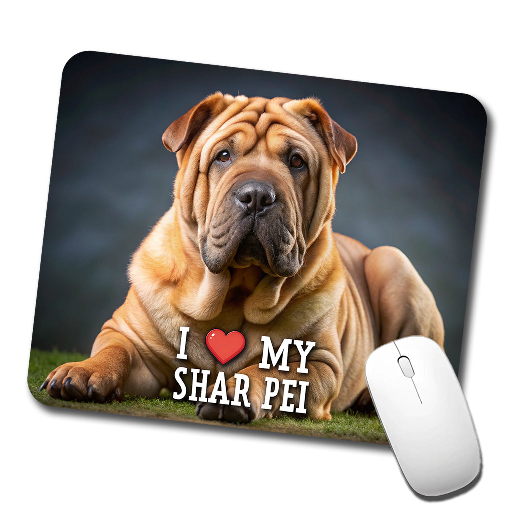 I Love My Shar Pei Dog Heart Low Profile Mouse Pad Mat