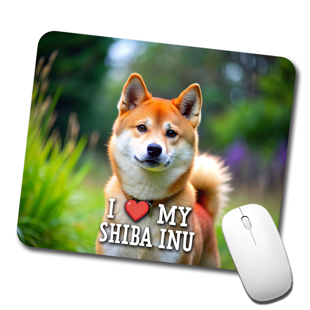 I Love My Shiba Inu Dog Heart Low Profile Mouse Pad Mat