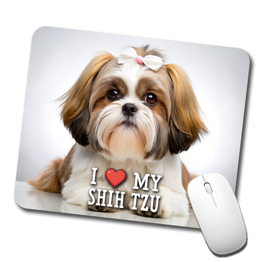I Love My Shih Tzu Dog Heart Low Profile Mouse Pad Mat