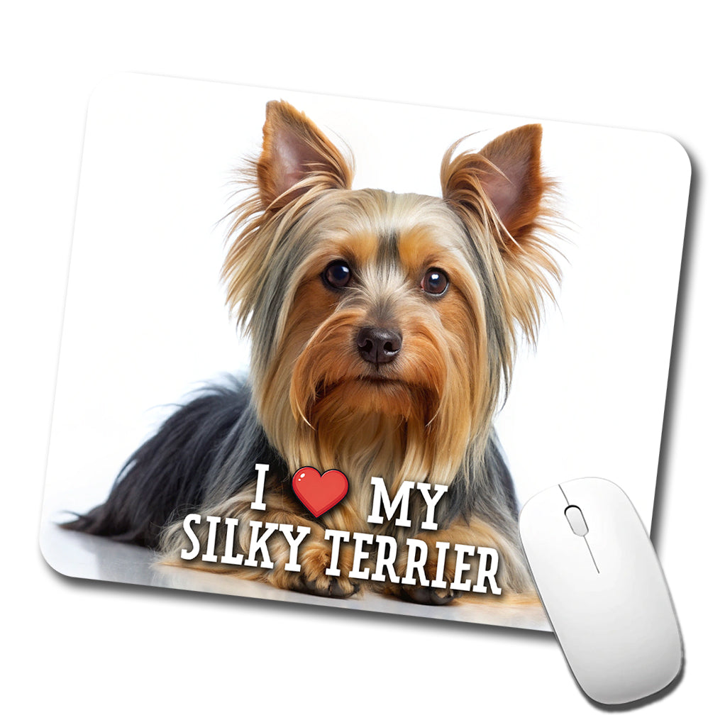 I Love My Silky Terrier Dog Heart Low Profile Mouse Pad Mat