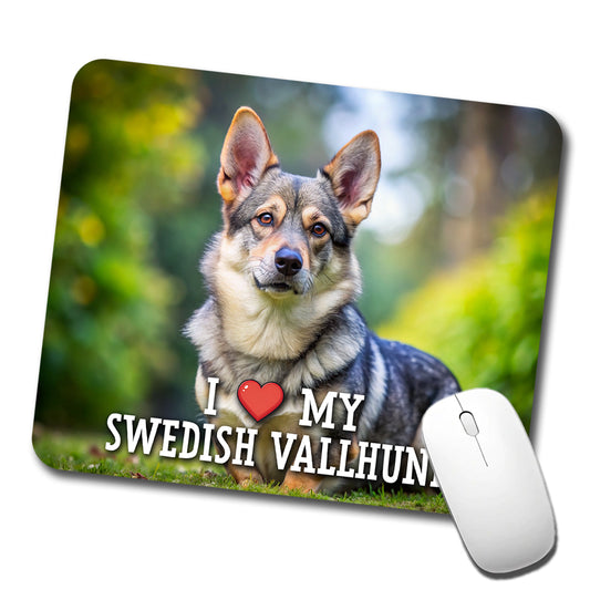 I Love My Swedish Vallhund Dog Heart Low Profile Mouse Pad Mat