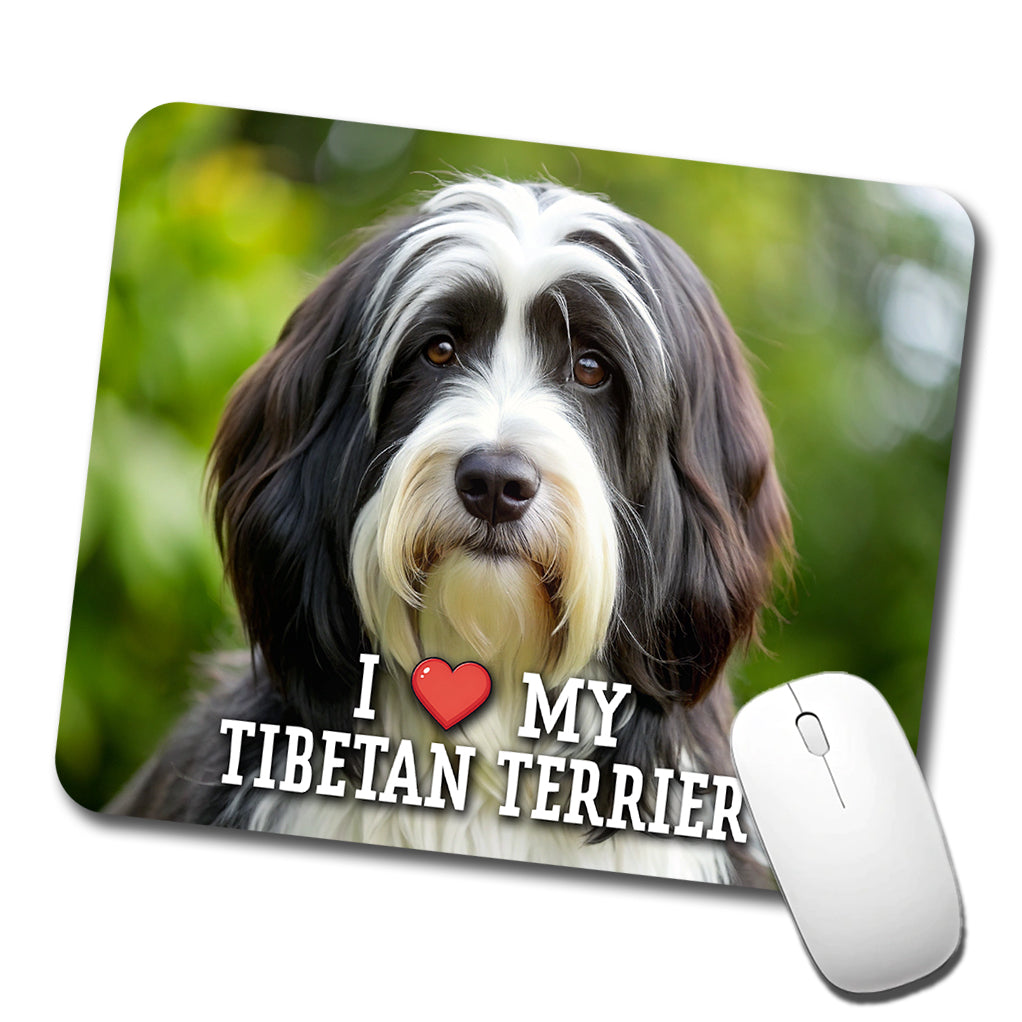 I Love My Tibetan Terrier Dog Heart Low Profile Mouse Pad Mat