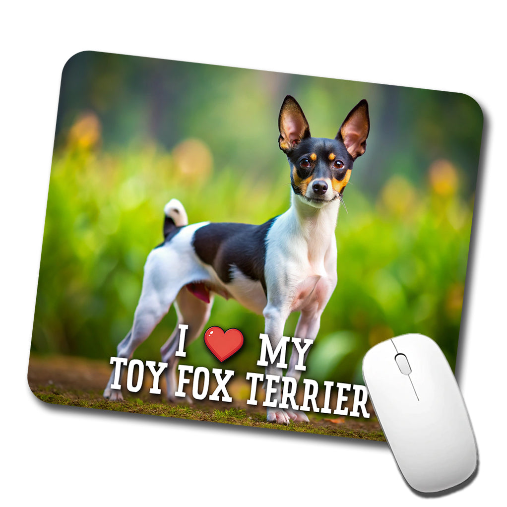 I Love My Toy Fox Terrier Dog Heart Low Profile Mouse Pad Mat