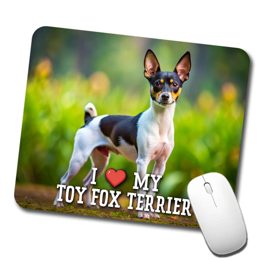 I Love My Toy Fox Terrier Dog Heart Low Profile Mouse Pad Mat