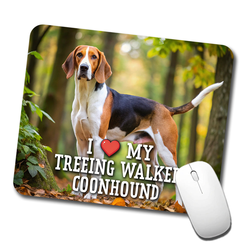 I Love My Treeing Walker Coonhound Dog Heart Low Profile Mouse Pad Mat