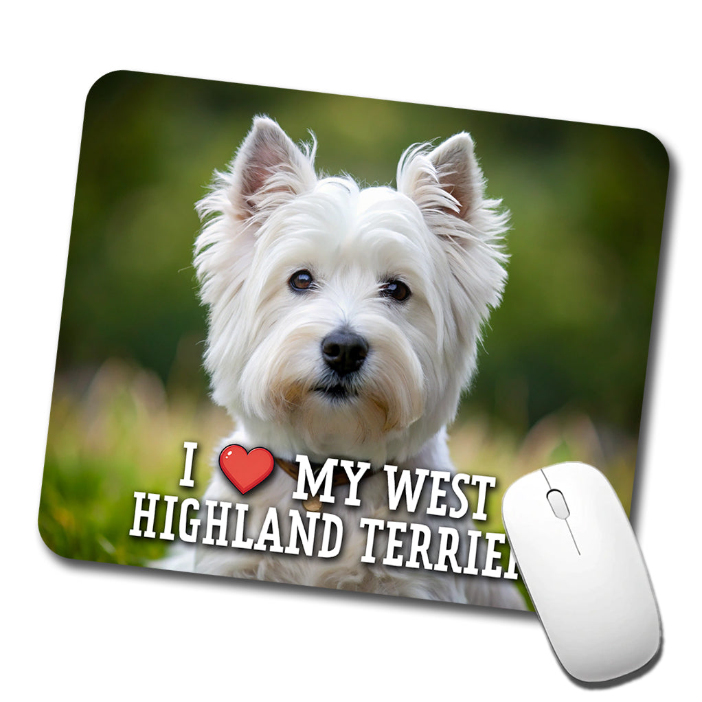 I Love My West Highland Terrier Dog Heart Low Profile Mouse Pad Mat