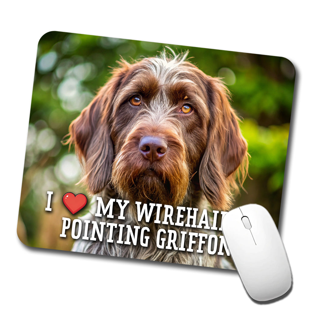 I Love My Wirehaired Pointing Griffon Dog Heart Low Profile Mouse Pad Mat