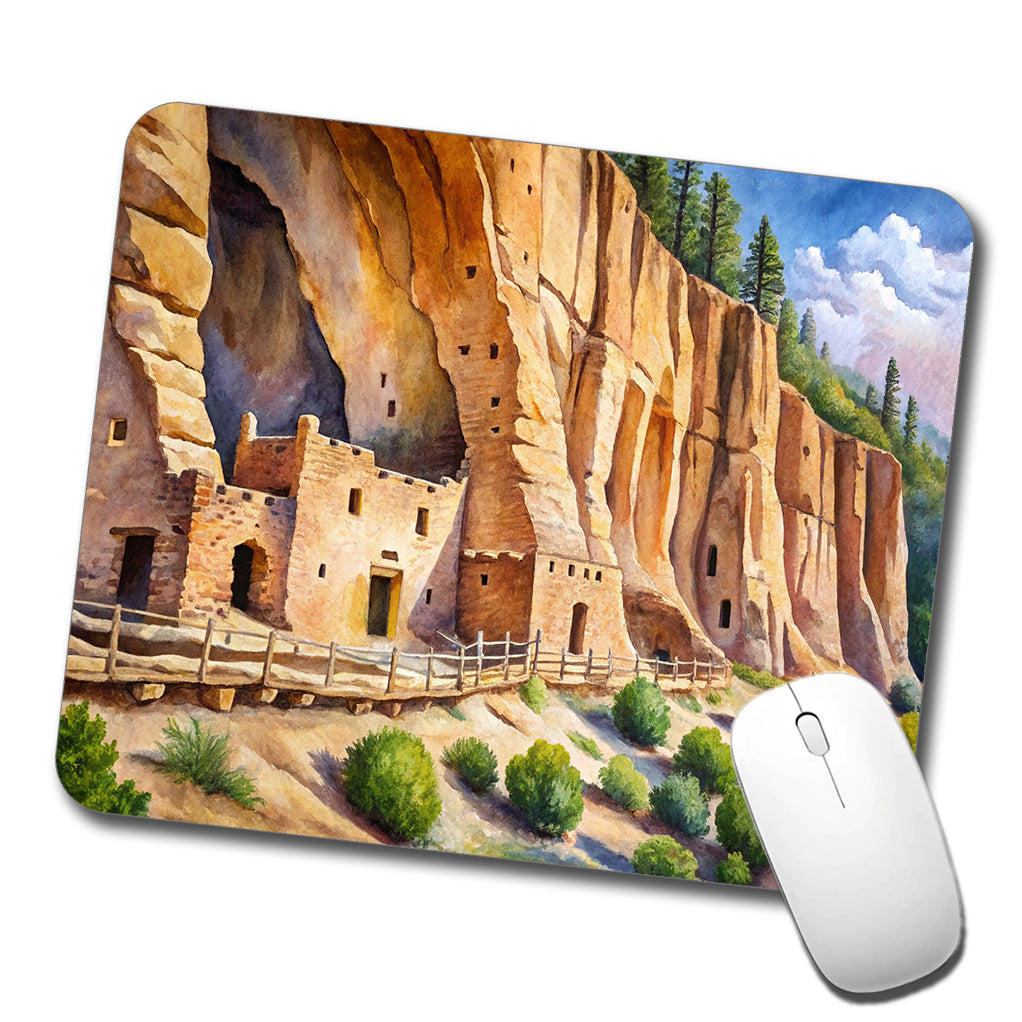 Bandelier National Monument New Mexico Watercolor Style Low Profile Mouse Pad Mat