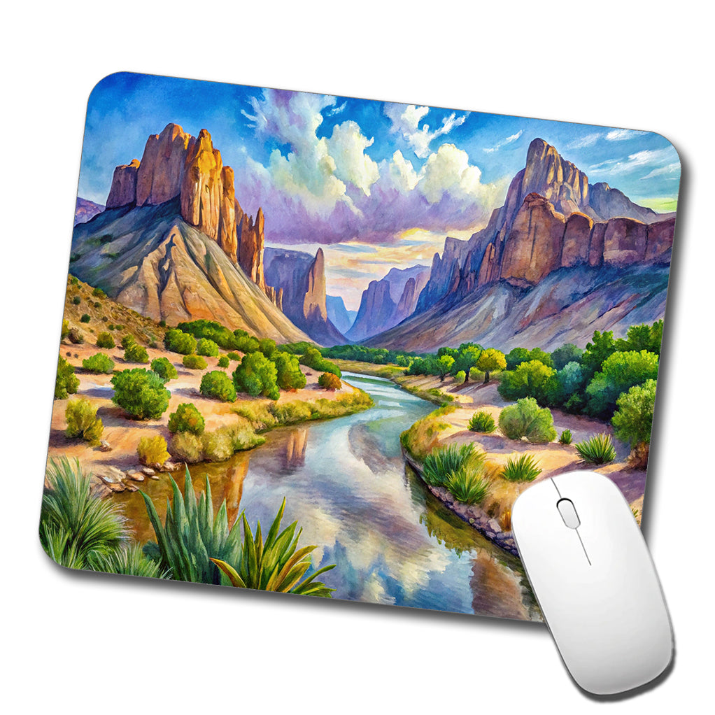 Big Bend National Park Texas Watercolor Style Low Profile Mouse Pad Mat
