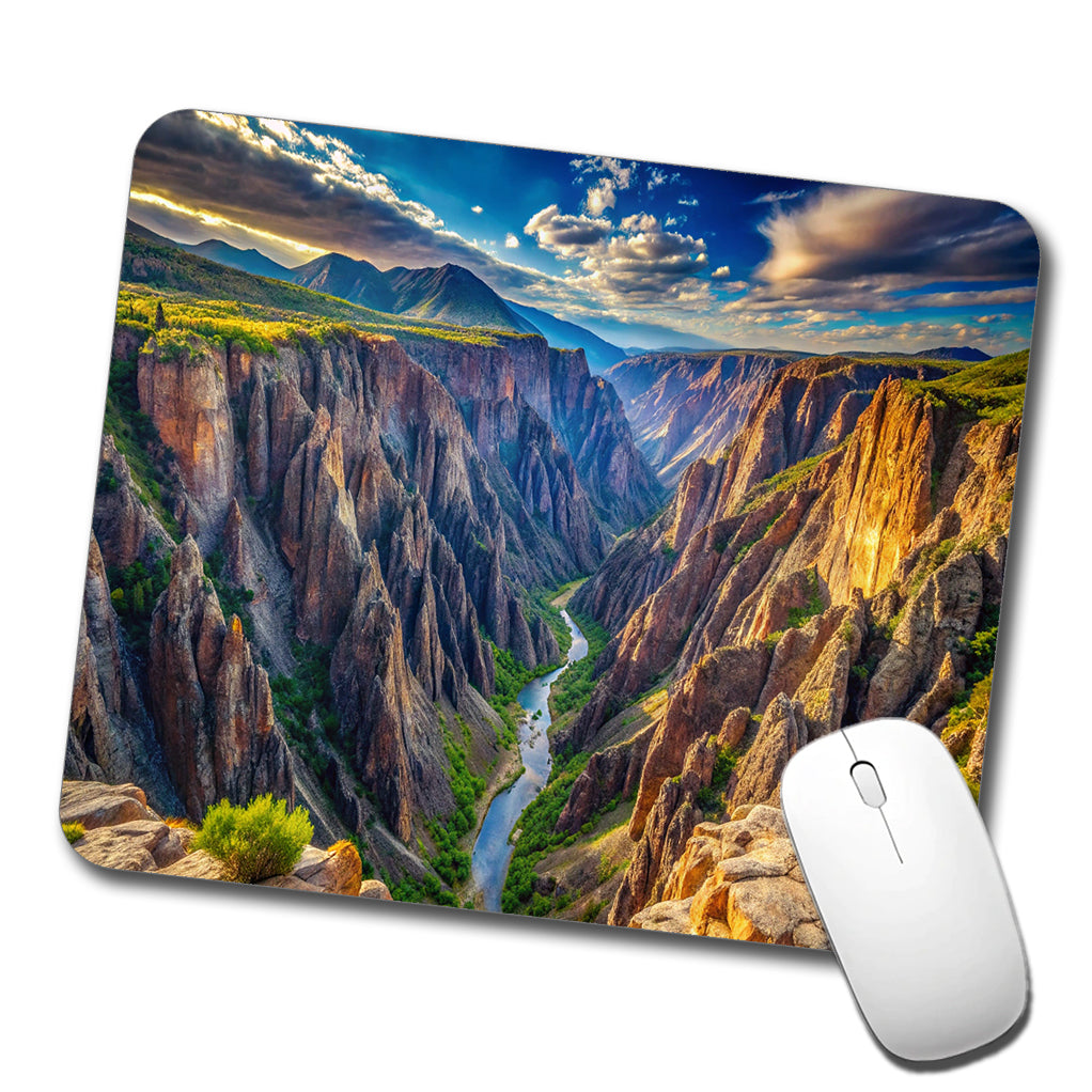 Black Canyon of the Gunnison National Park Colorado Watercolor Style Low Profile Mouse Pad Mat