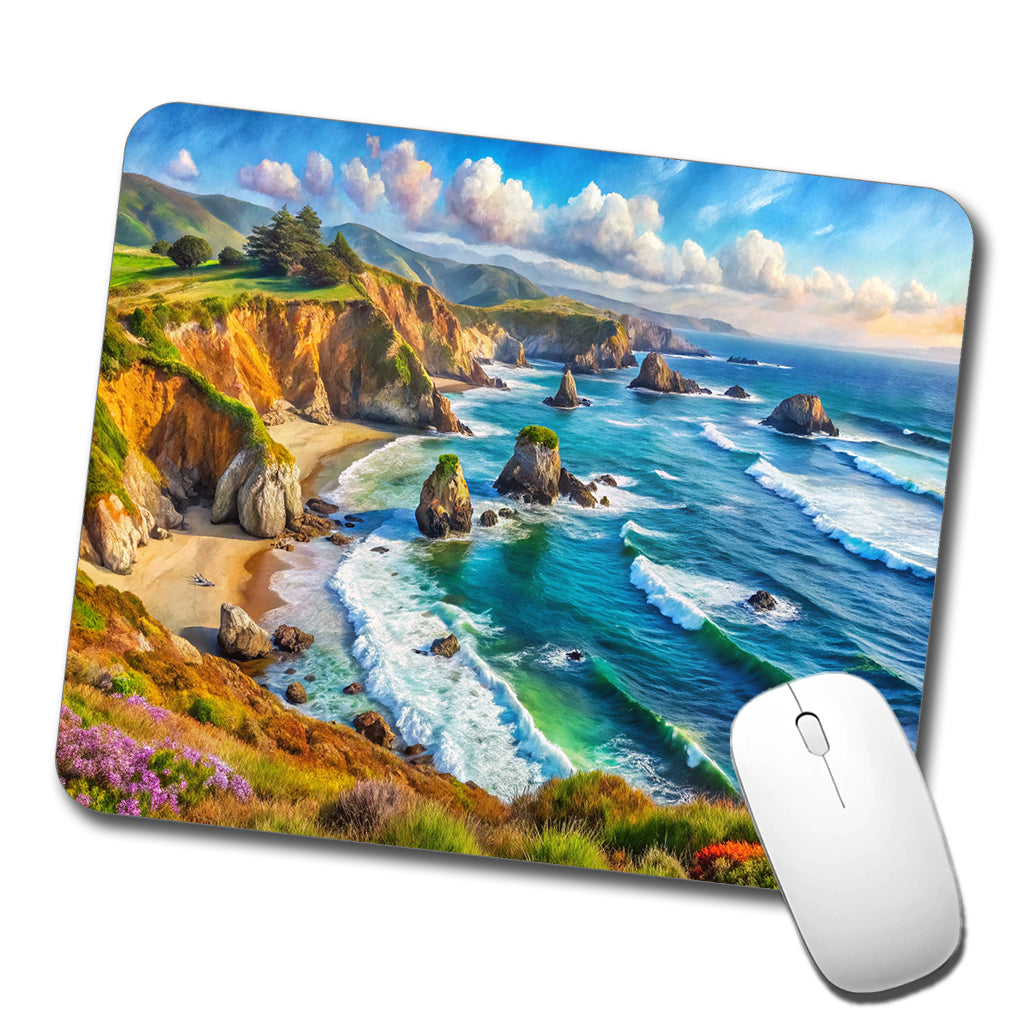 California Coastal National Monument California Watercolor Style Low Profile Mouse Pad Mat