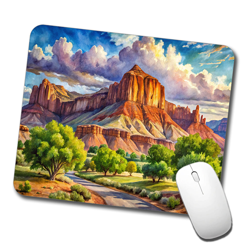 Capitol Reef National Park Utah Watercolor Style Low Profile Mouse Pad Mat