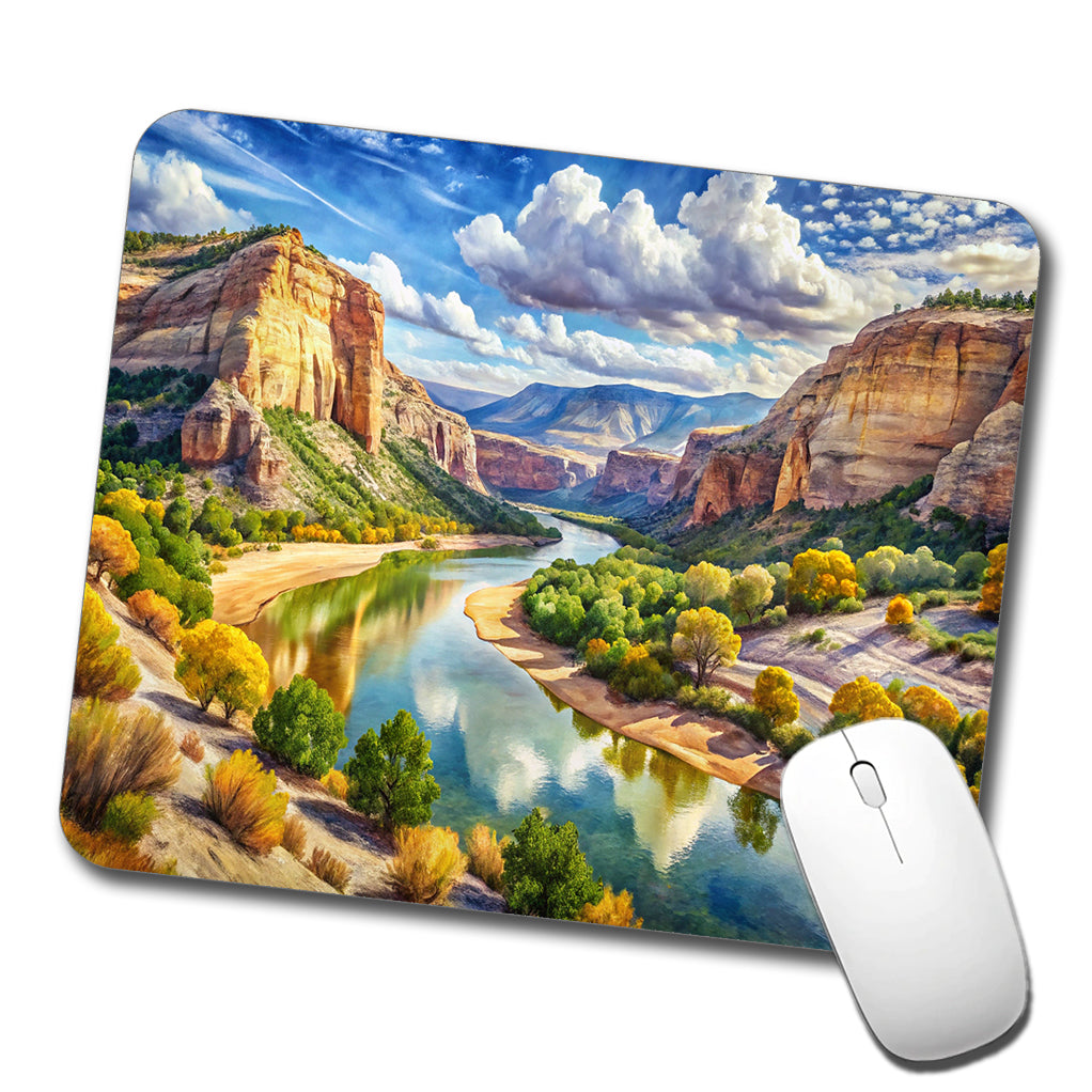 Dinosaur National Monument Colorado, Utah Watercolor Style Low Profile Mouse Pad Mat