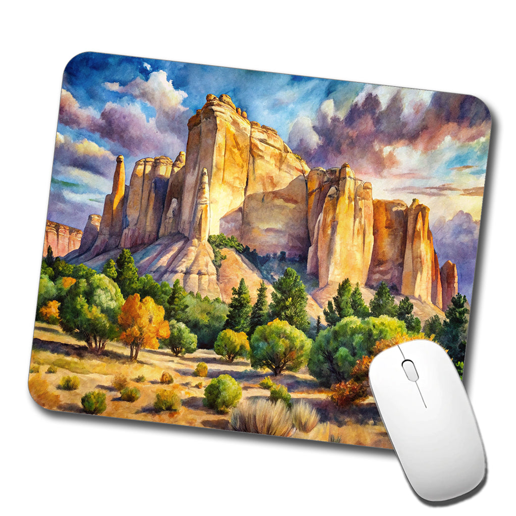 El Morro National Monument New Mexico Watercolor Style Low Profile Mouse Pad Mat