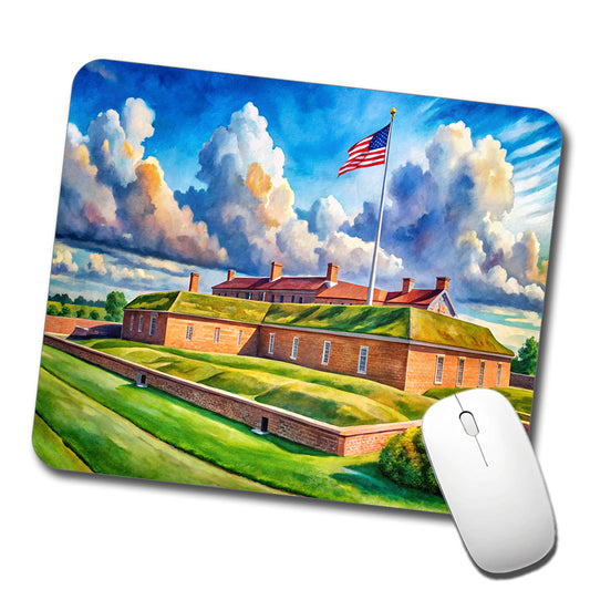 Fort McHenry National Monument Maryland Watercolor Style Low Profile Mouse Pad Mat