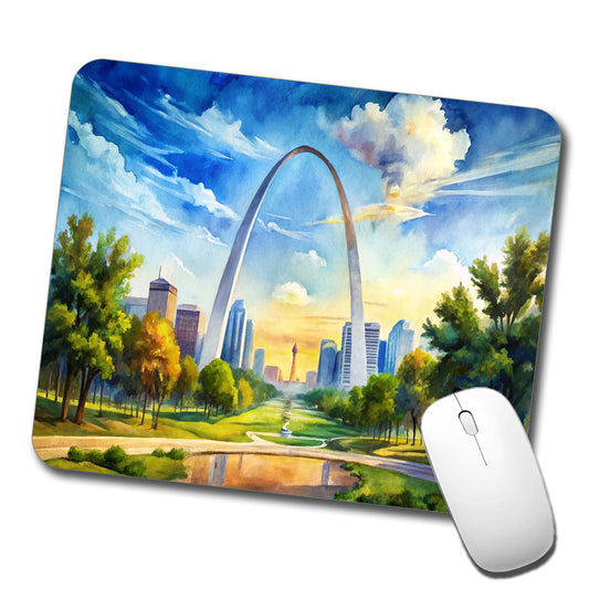 Gateway Arch National Park Missouri Watercolor Style Low Profile Mouse Pad Mat