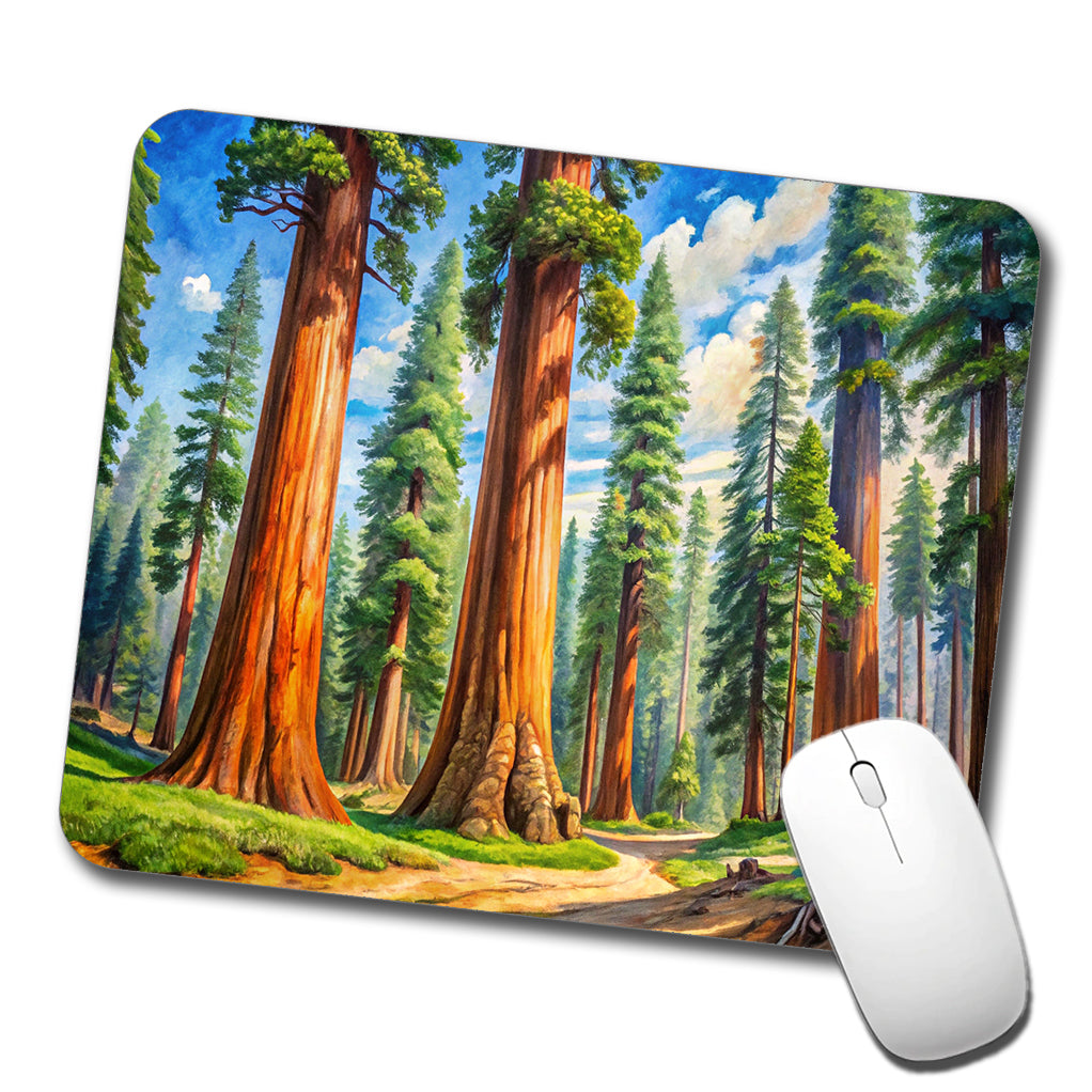 Giant Sequoia National Monument California Watercolor Style Low Profile Mouse Pad Mat