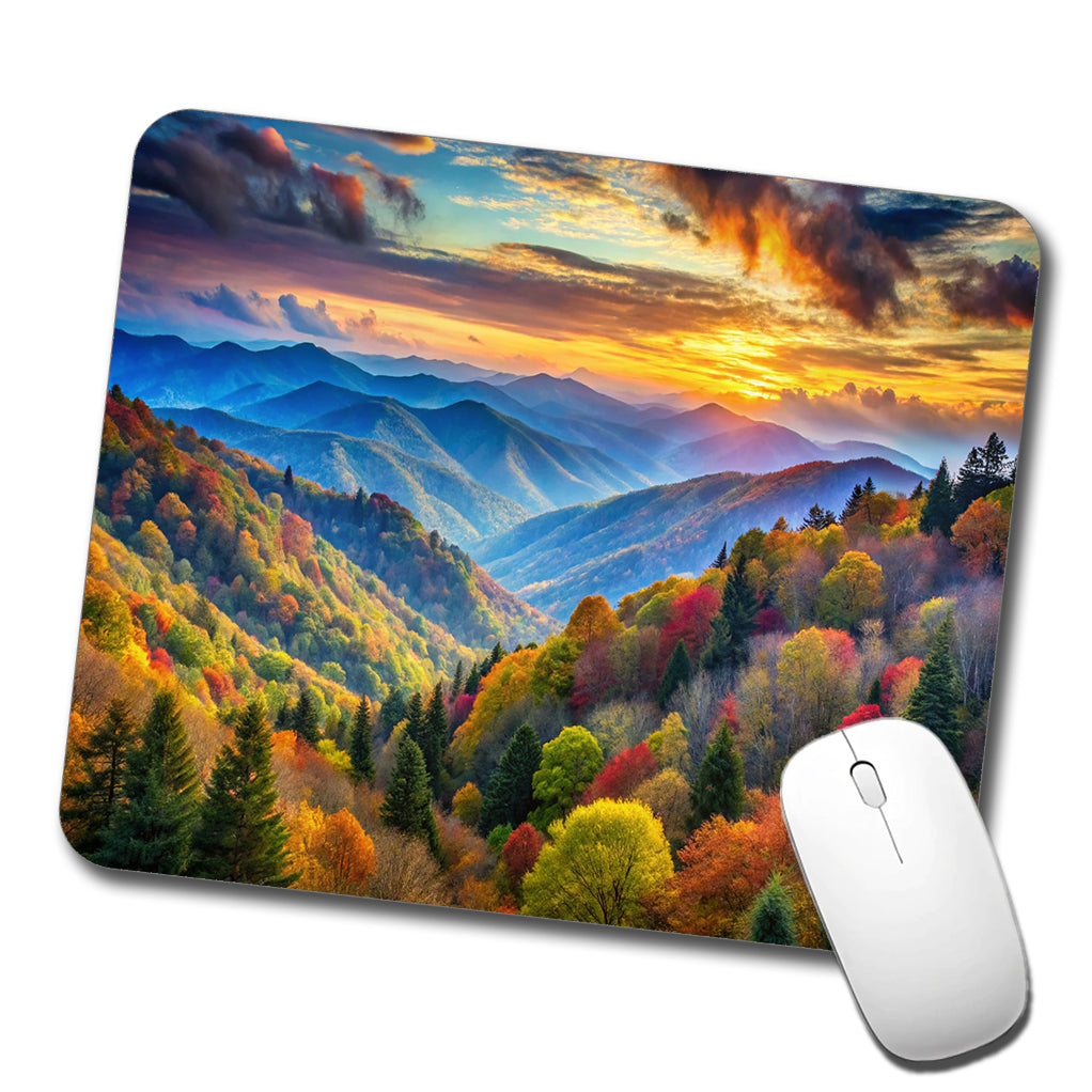 Great Smoky Mountains National Park North Carolina Tennessee Watercolor Style Low Profile Mouse Pad Mat