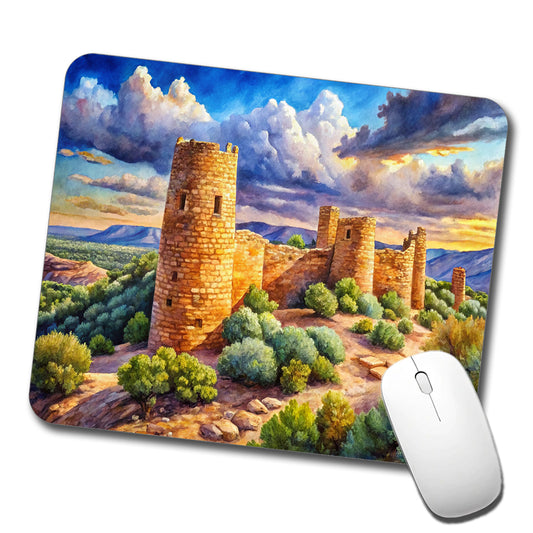Hovenweep National Monument Colorado, Utah Watercolor Style Low Profile Mouse Pad Mat