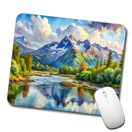 Katmai National Park Alaska Watercolor Style Low Profile Mouse Pad Mat