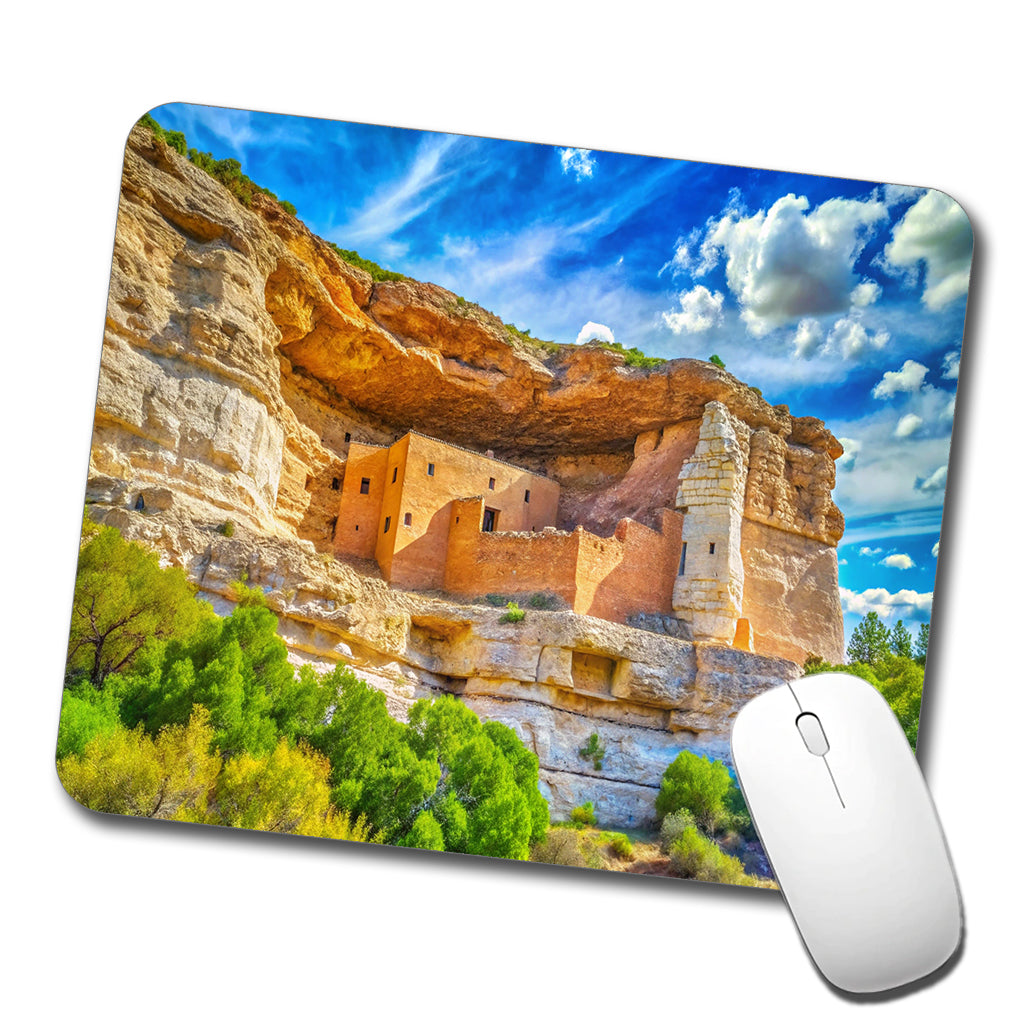 Montezuma Castle National Monument Arizona Watercolor Style Low Profile Mouse Pad Mat
