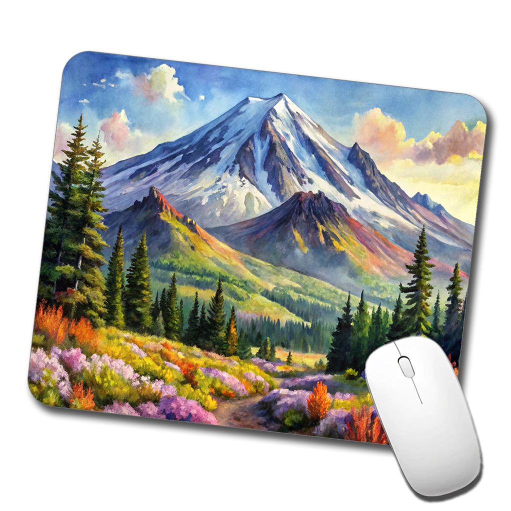 Mount St. Helens Volcanic National Monument Washington Watercolor Style Low Profile Mouse Pad Mat