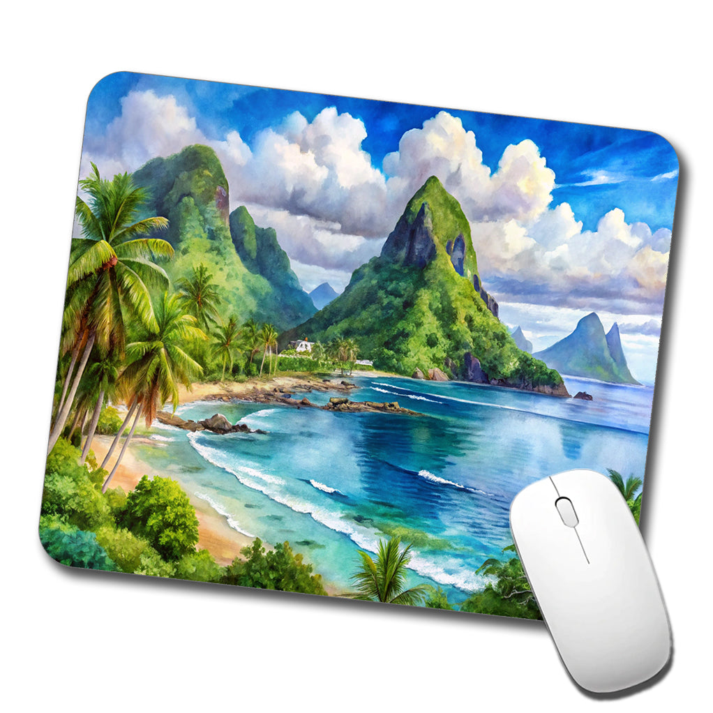 National Park of American Samoa Watercolor Style Low Profile Mouse Pad Mat