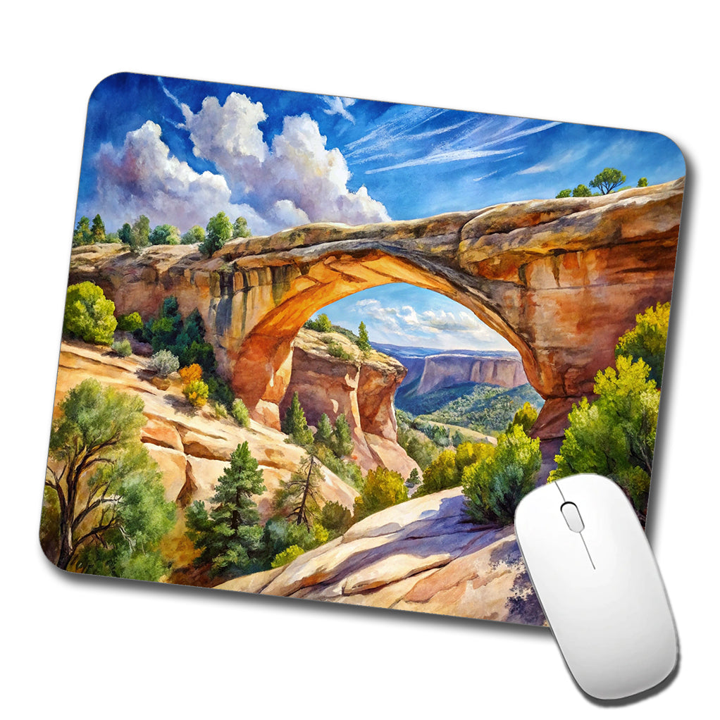 Natural Bridges National Monument Utah Watercolor Style Low Profile Mouse Pad Mat