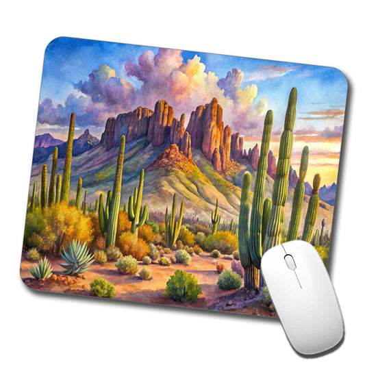 Organ Pipe Cactus National Monument Arizona Watercolor Style Low Profile Mouse Pad Mat