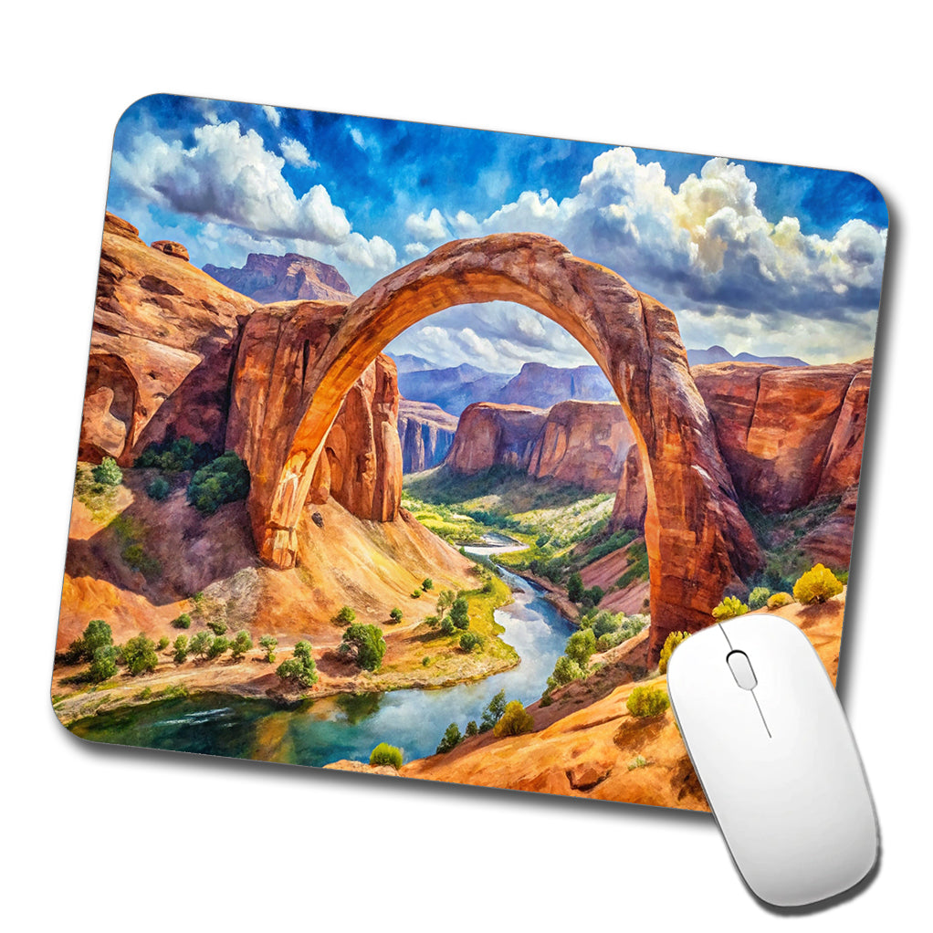Rainbow Bridge National Monument Utah Watercolor Style Low Profile Mouse Pad Mat