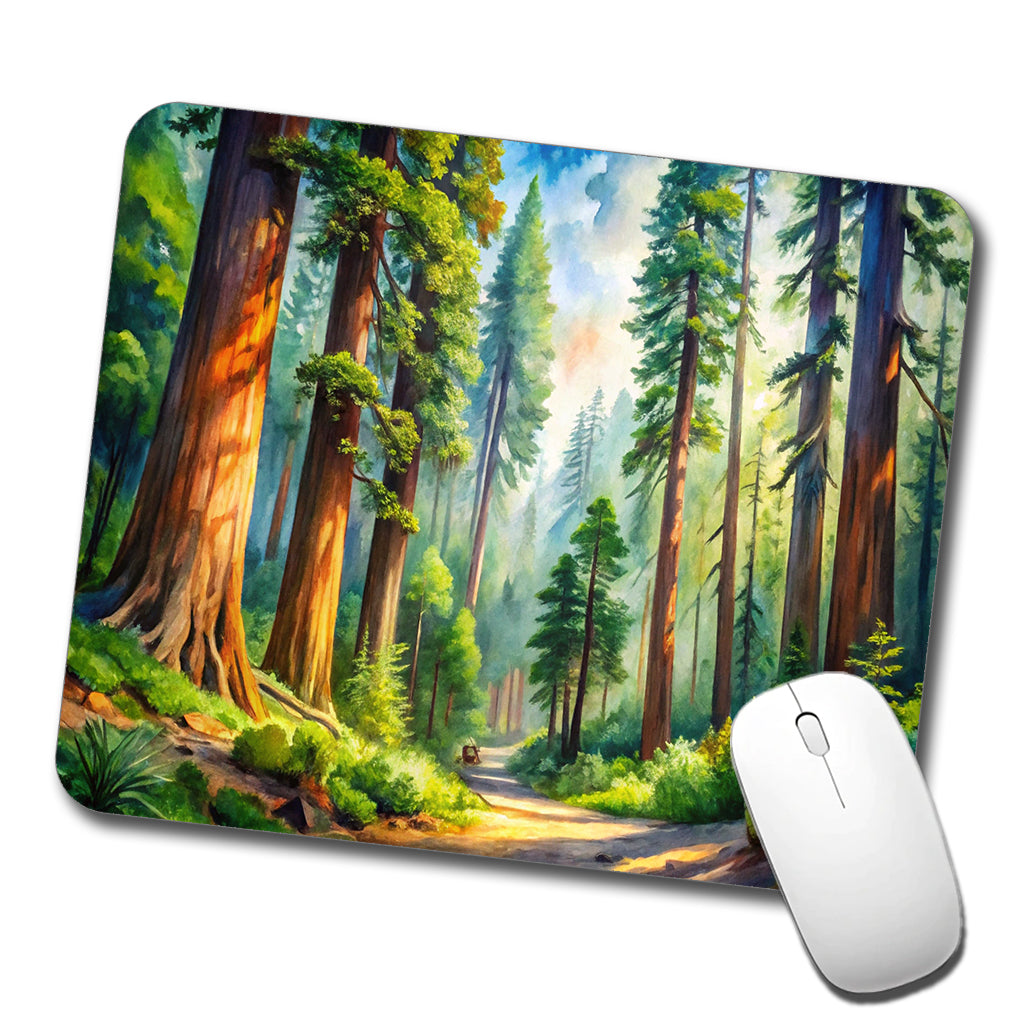 Redwood National Park California Watercolor Style Low Profile Mouse Pad Mat