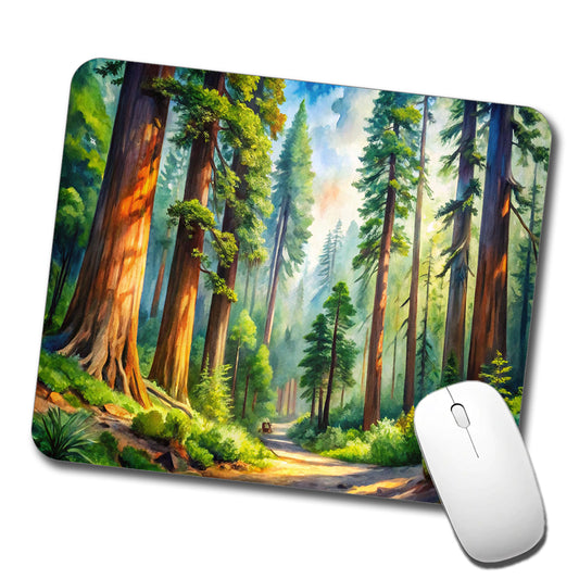 Redwood National Park California Watercolor Style Low Profile Mouse Pad Mat