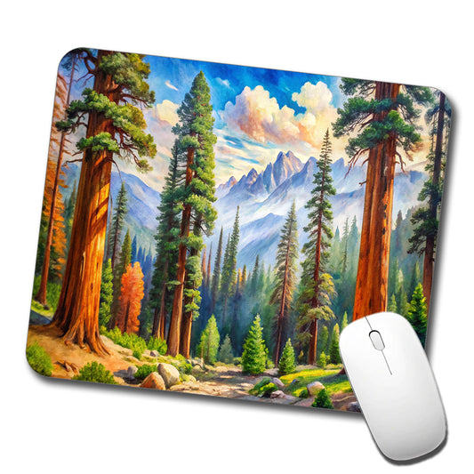 Sequoia National Park California Watercolor Style Low Profile Mouse Pad Mat