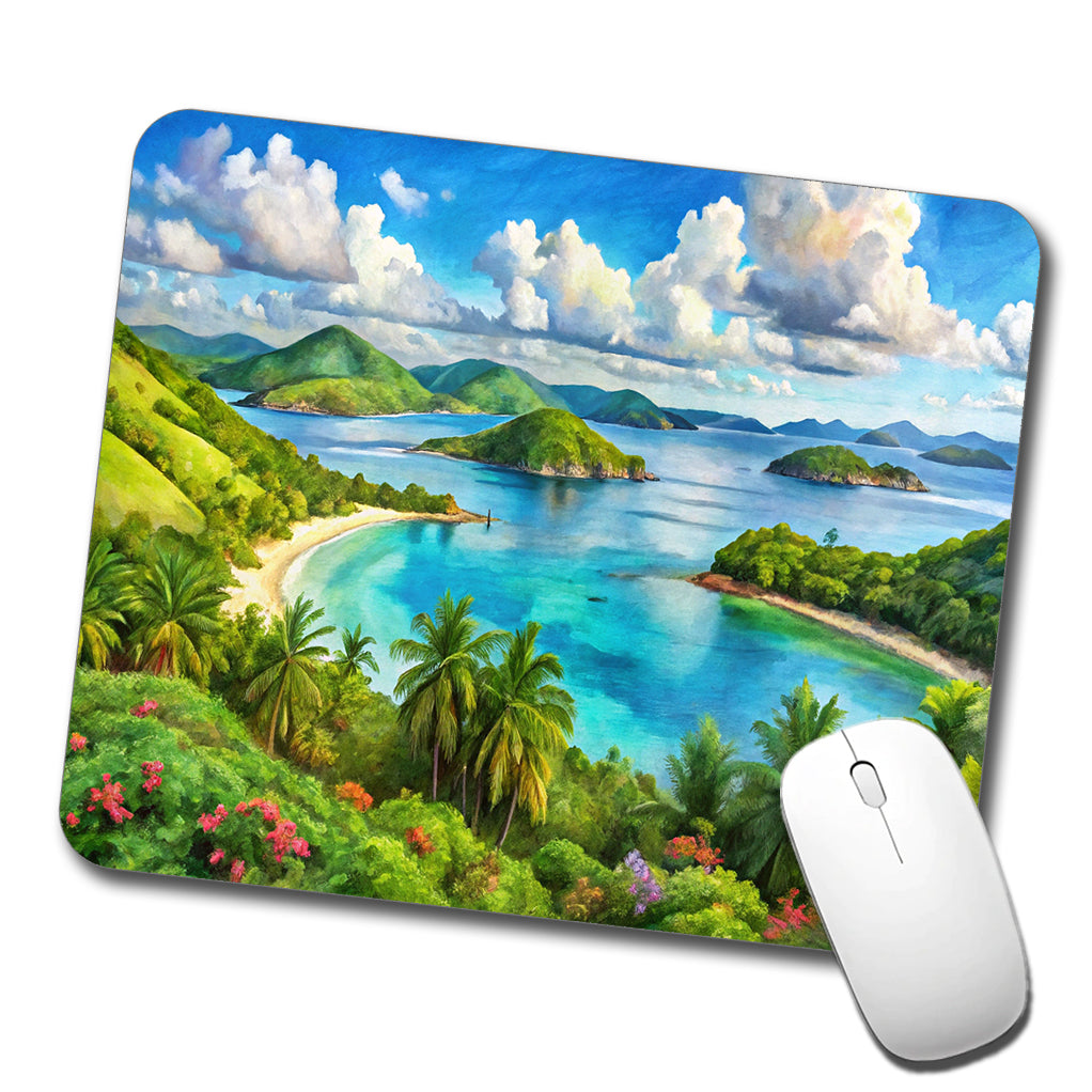 Virgin Islands National Park Watercolor Style Low Profile Mouse Pad Mat