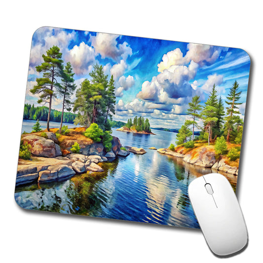 Voyageurs National Park Minnesota Watercolor Style Low Profile Mouse Pad Mat