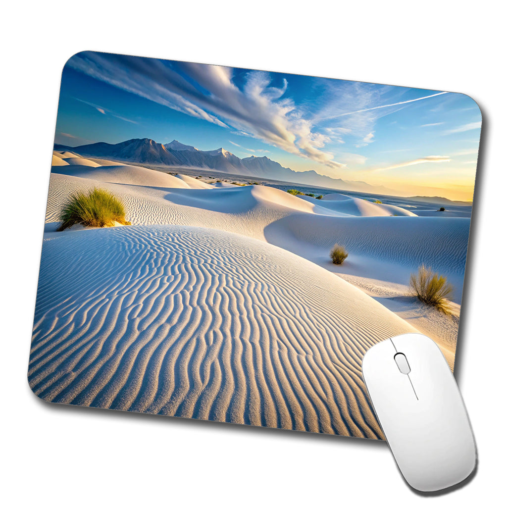 White Sands National Park New Mexico Watercolor Style Low Profile Mouse Pad Mat