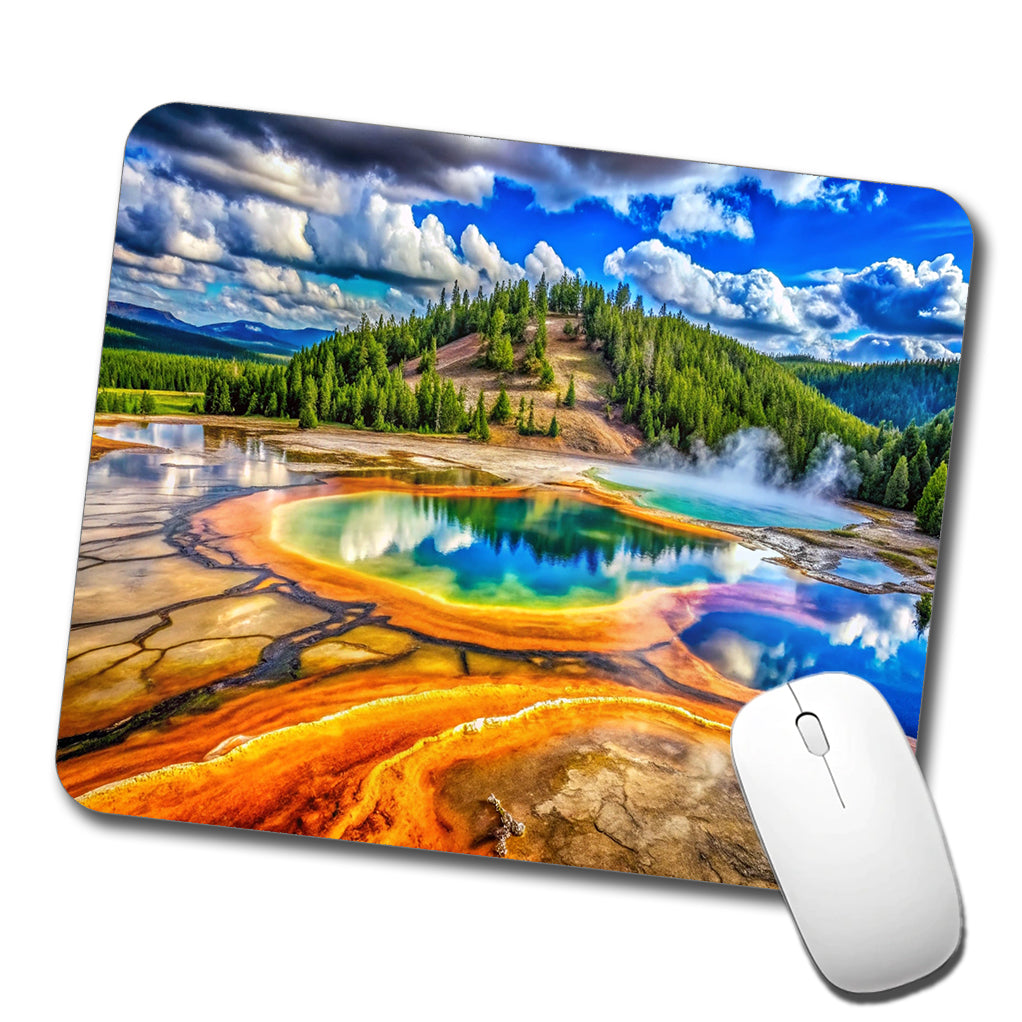 Yellowstone National Park Wyoming Watercolor Style Low Profile Mouse Pad Mat