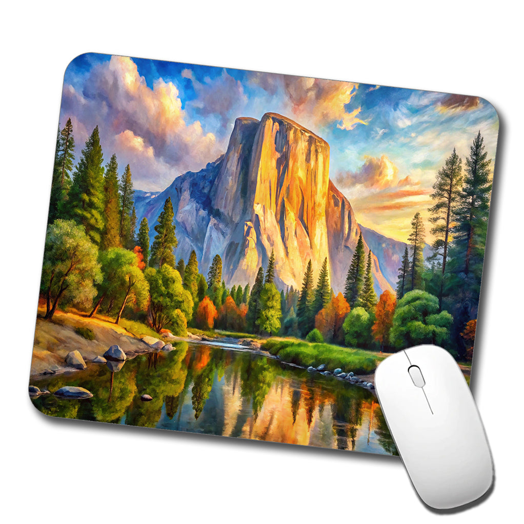 Yosemite National Park El Capitan Watercolor Style Low Profile Mouse Pad Mat