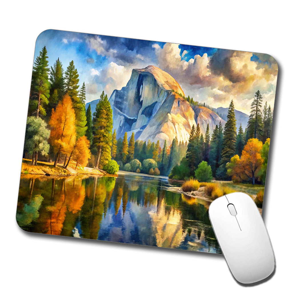 Yosemite National Park Half Dome Watercolor Style Low Profile Mouse Pad Mat