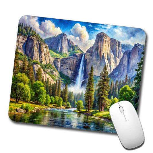 Yosemite National Park Yosemite Falls Watercolor Style Low Profile Mouse Pad Mat