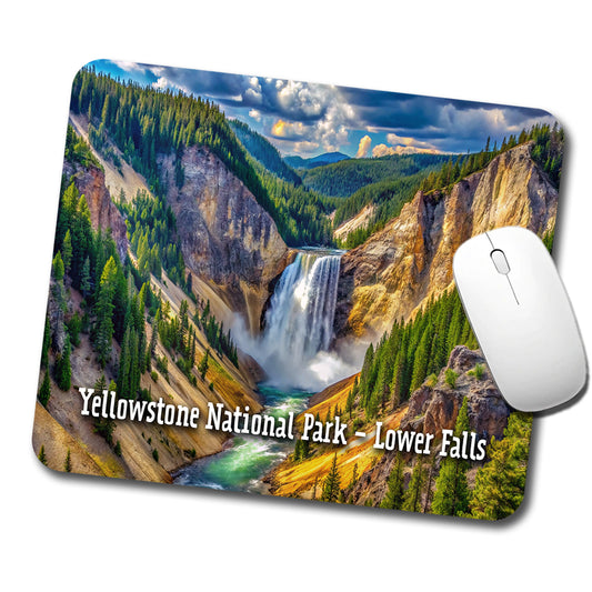 Yellowstone National Park Lower Falls Low Profile Mouse Pad Mat