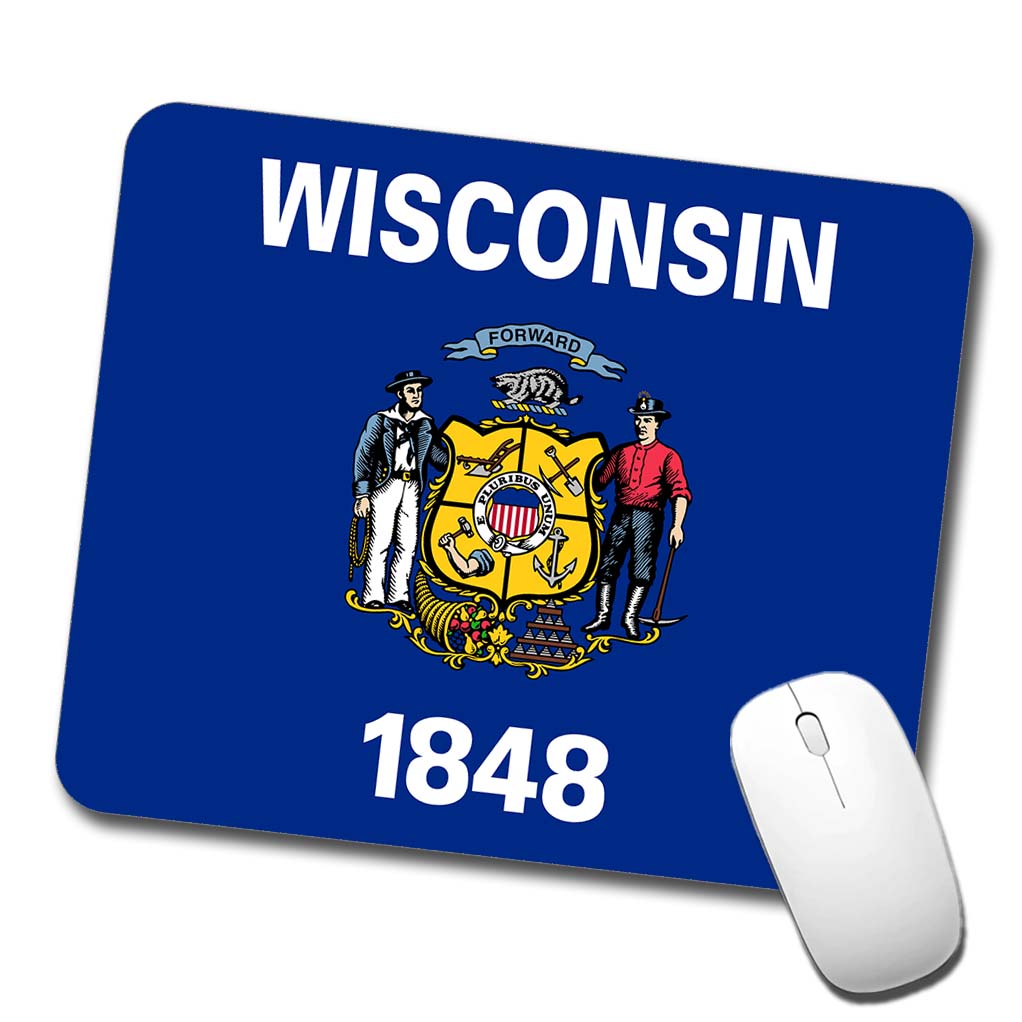 Wisconsin WI State Flag Low Profile Mouse Pad Mat