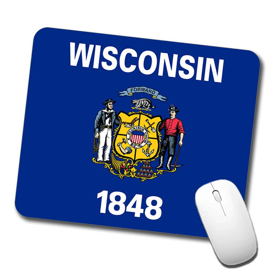 Wisconsin WI State Flag Low Profile Mouse Pad Mat