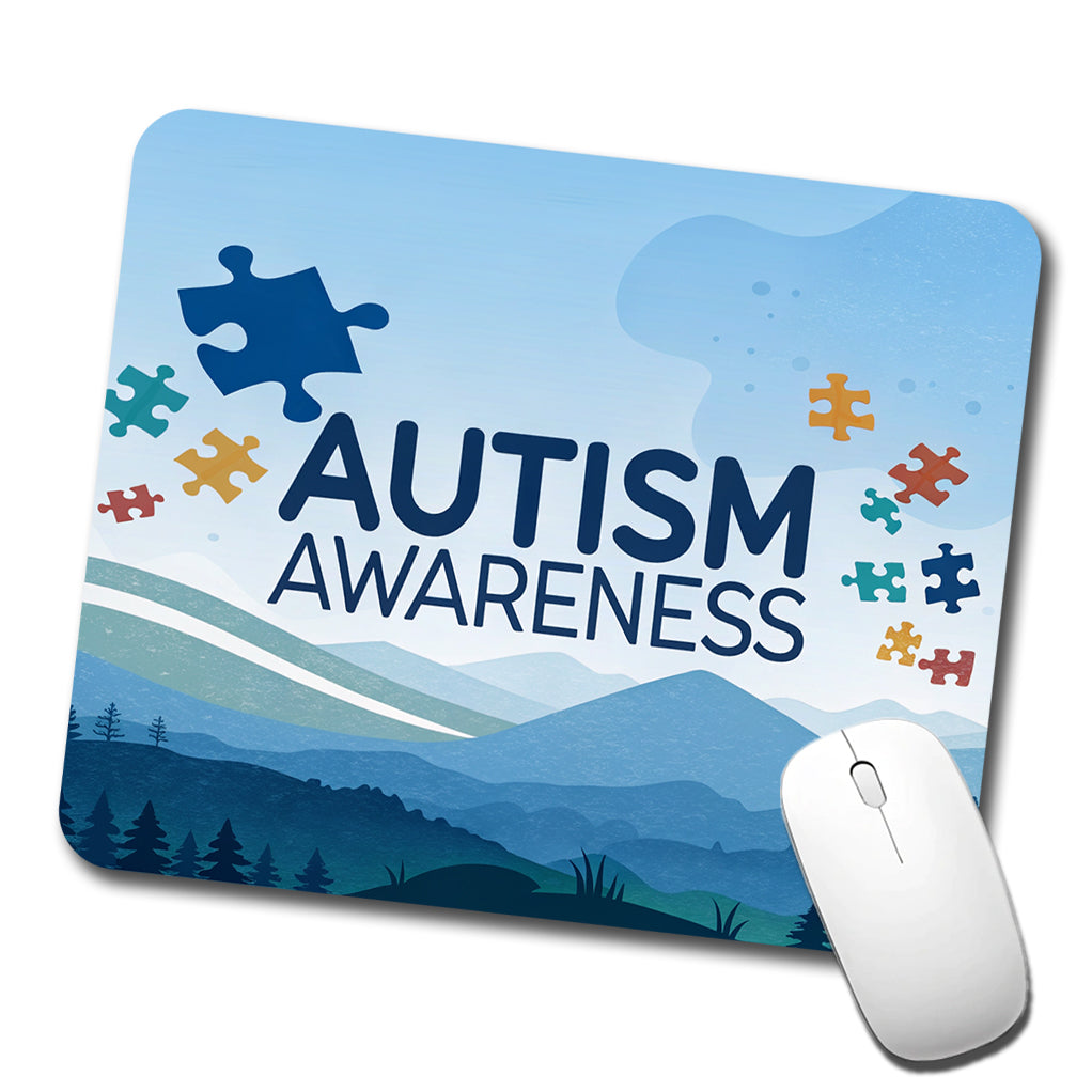Autism Awareness Flying Puzzle Pieces Low Profile Mouse Pad Mat